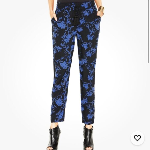Lucky Brand Black Botanical Pants Drawstring Waist F49 - Picture 1 of 9